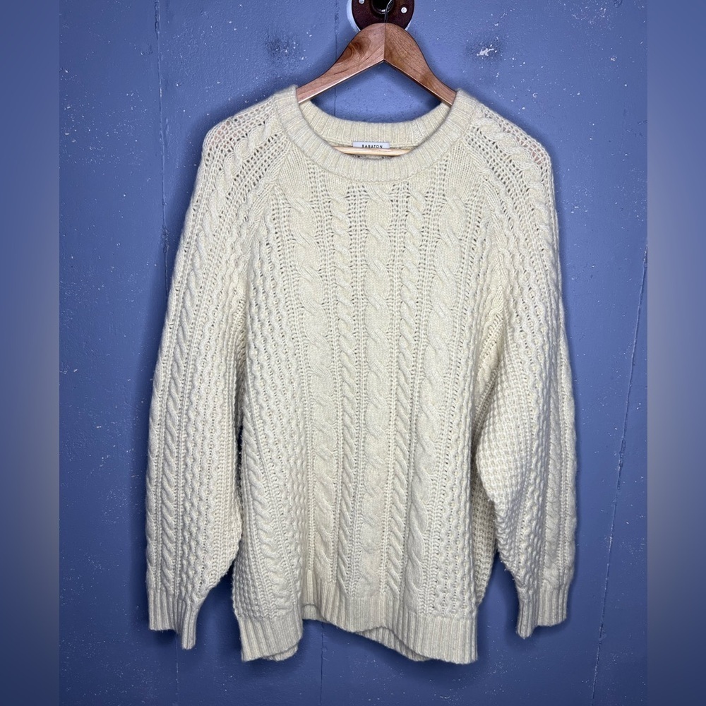Aritzia Babaton Sweater Cable Knit Chunky Oversized Cream Size 3 (Large)